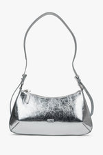Srebrna skórzana torebka damska typu bagietka Estro ER00116809.