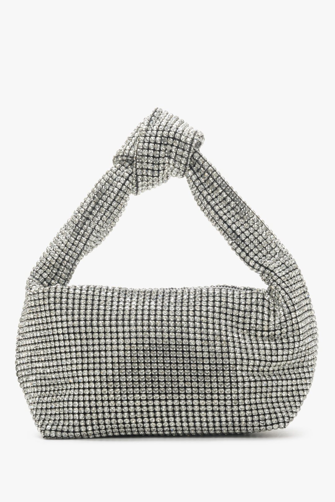 Torebka damska wieczorowa z plecioną rączką wysadzana kryształkami Estro.