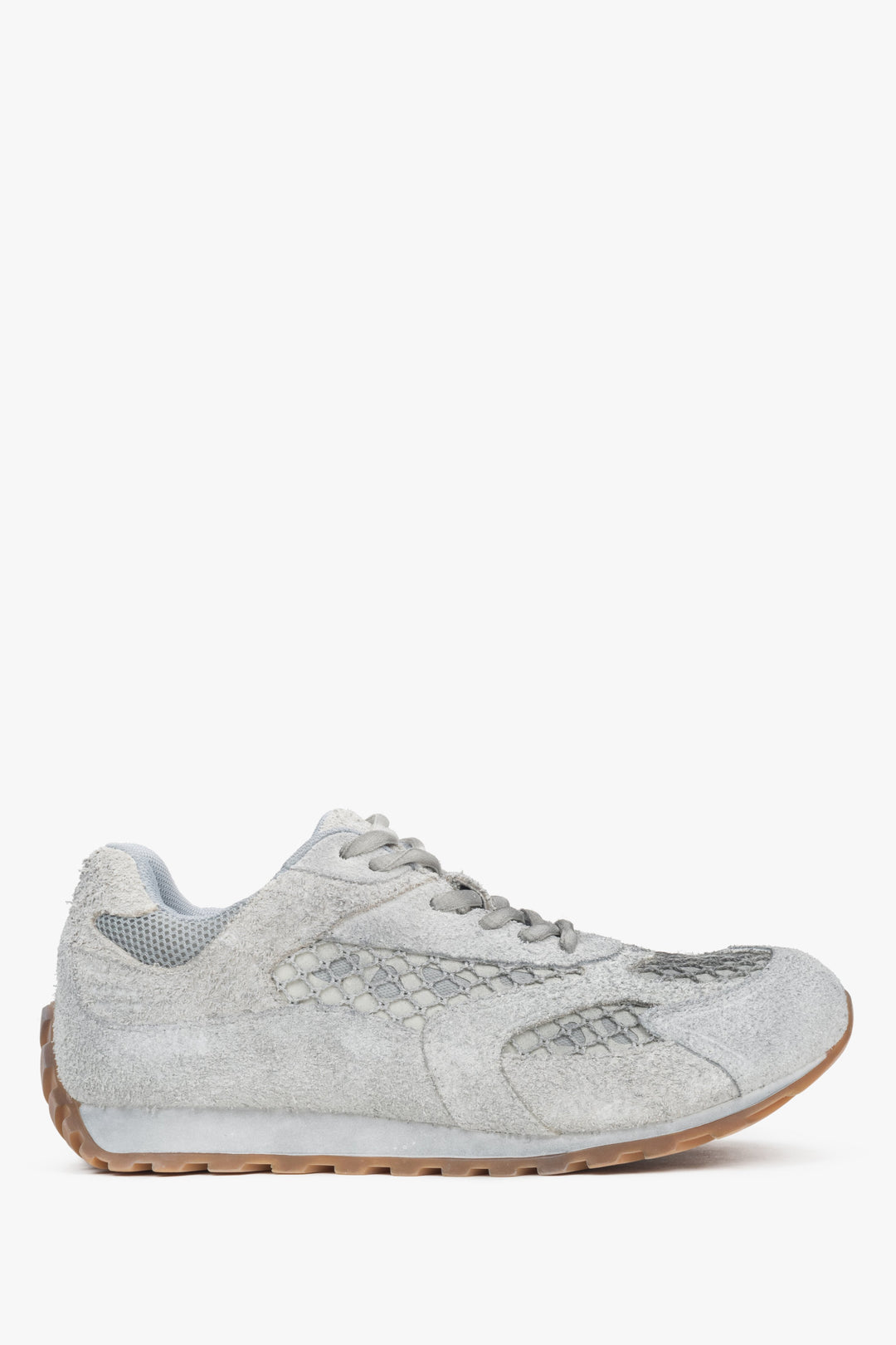 Szare trampki damskie z weluru naturalnego i miękkich tekstyliów ES8 ER00117896.