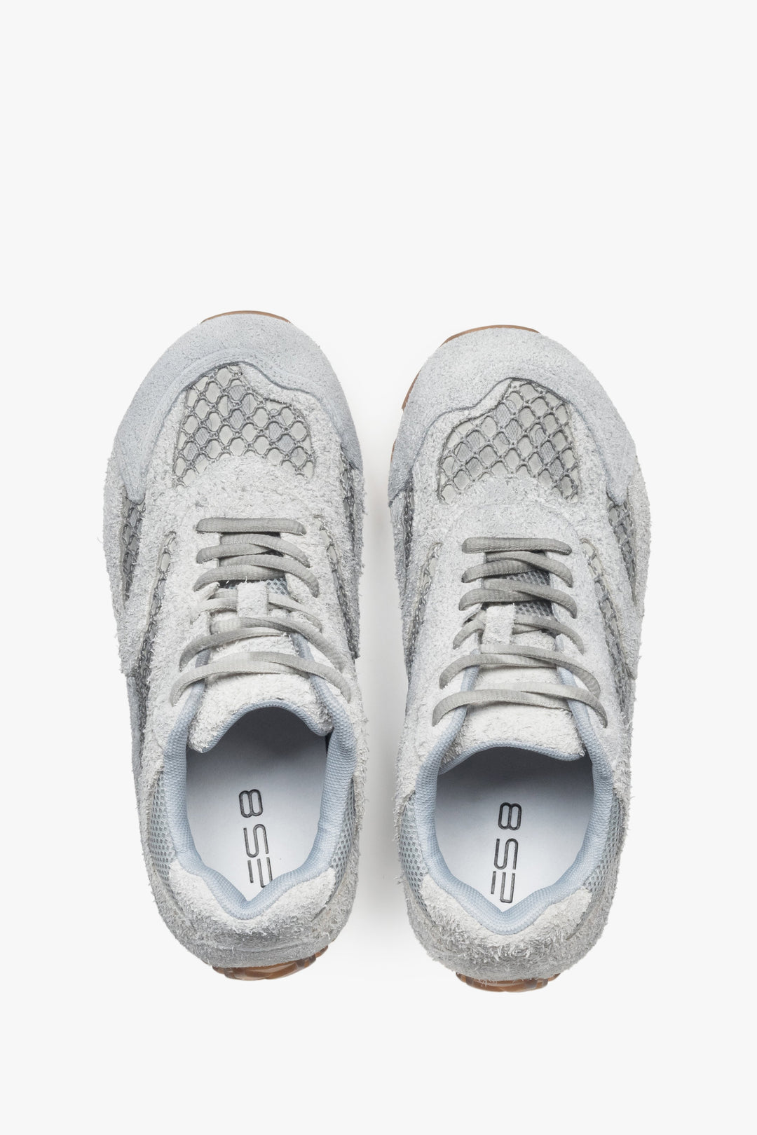 Trampki damskie ES8 ER00117896, szare, z weluru naturalnego i miękkich tekstyliów.