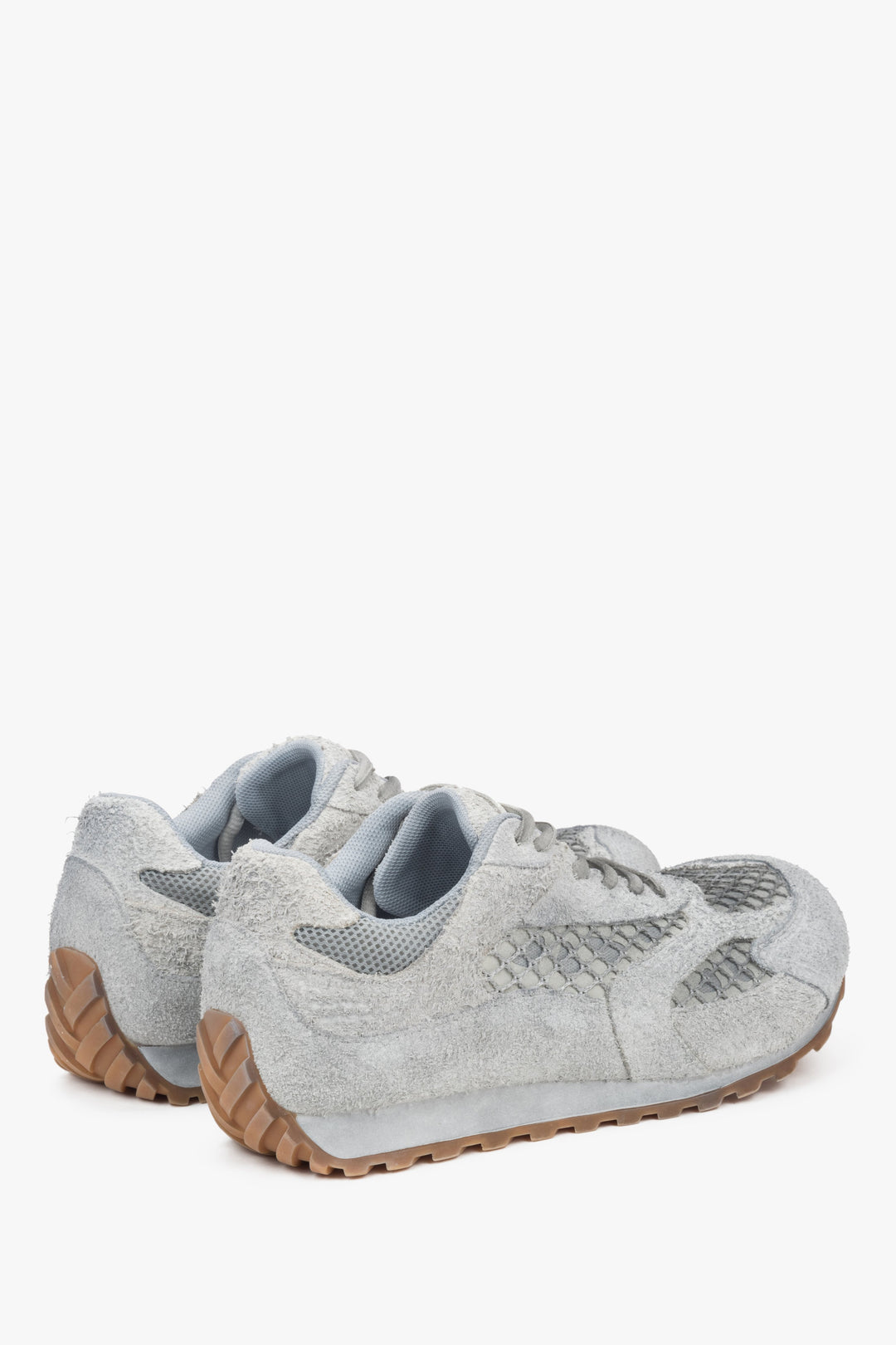 Z weluru naturalnego i miękkich tekstyliów, szare trampki damskie ES8 ER00117896.