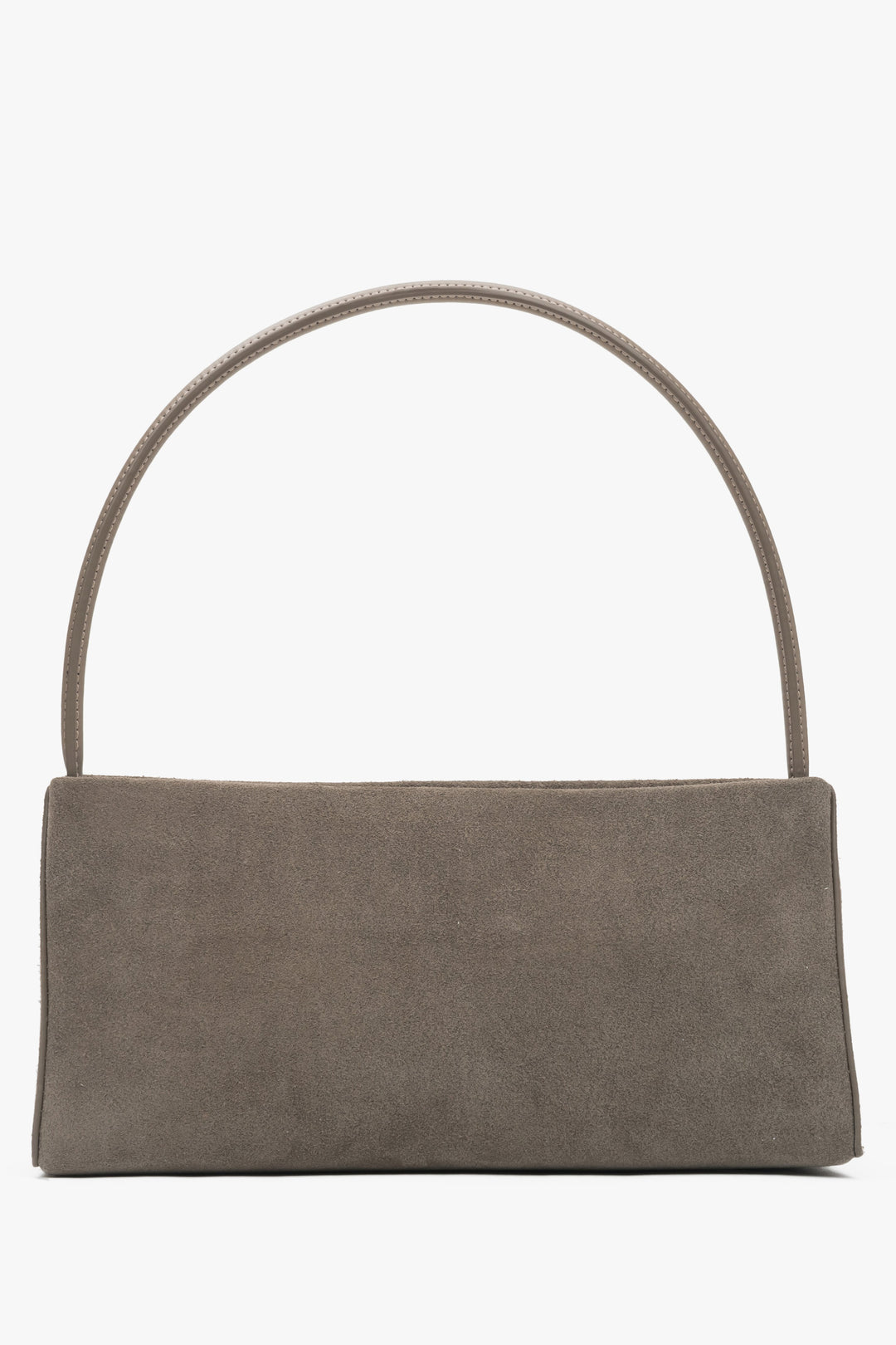 Damska torebka na ramię w kolorze szarobrązowym, wykonana z naturalnego weluru marki Estro.