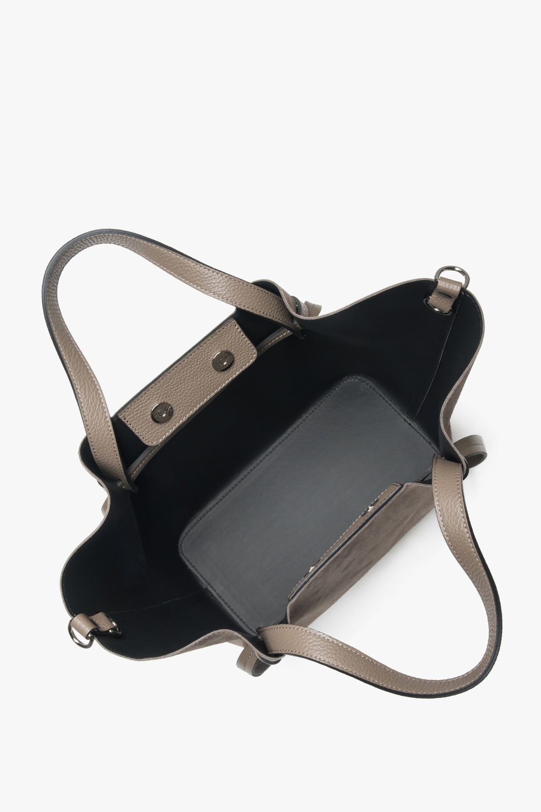 Ciemnobeżowa torebka typu łódka shopper z miękkiego, luksusowego włoskiego weluru Premium Estro – model ER00118159.