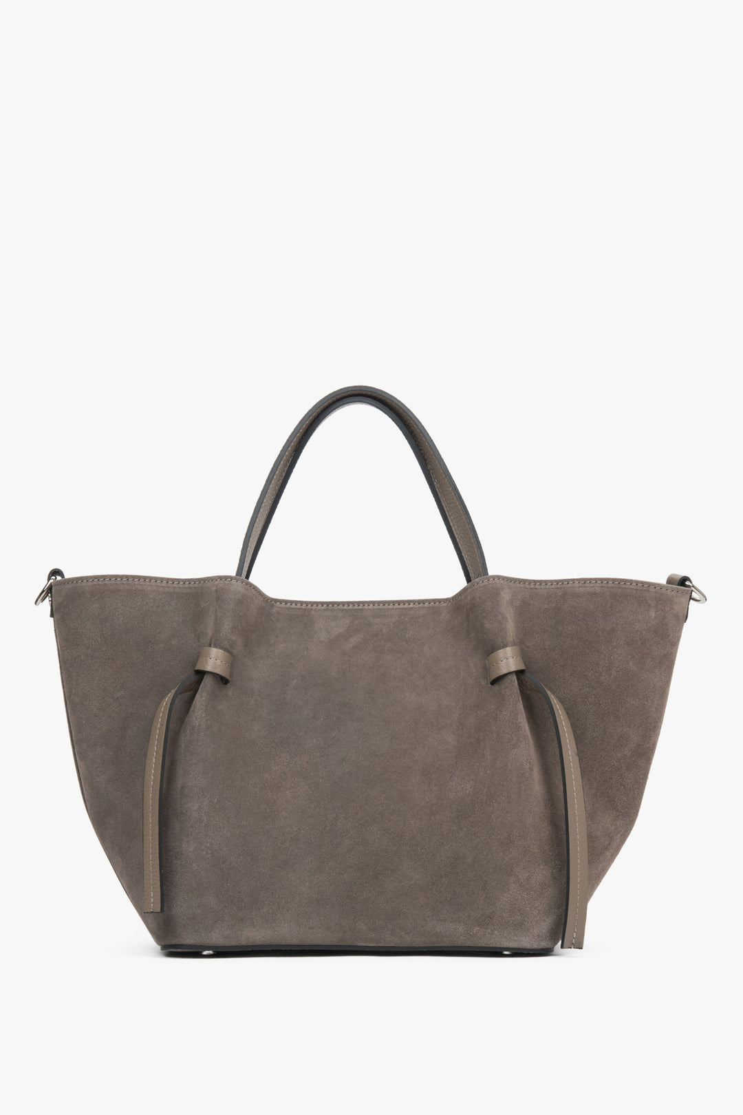 Ekskluzywna ciemnobeżowa torebka damska Estro z naturalnego włoskiego weluru Premium, model ER00118159, idealna na co dzień.