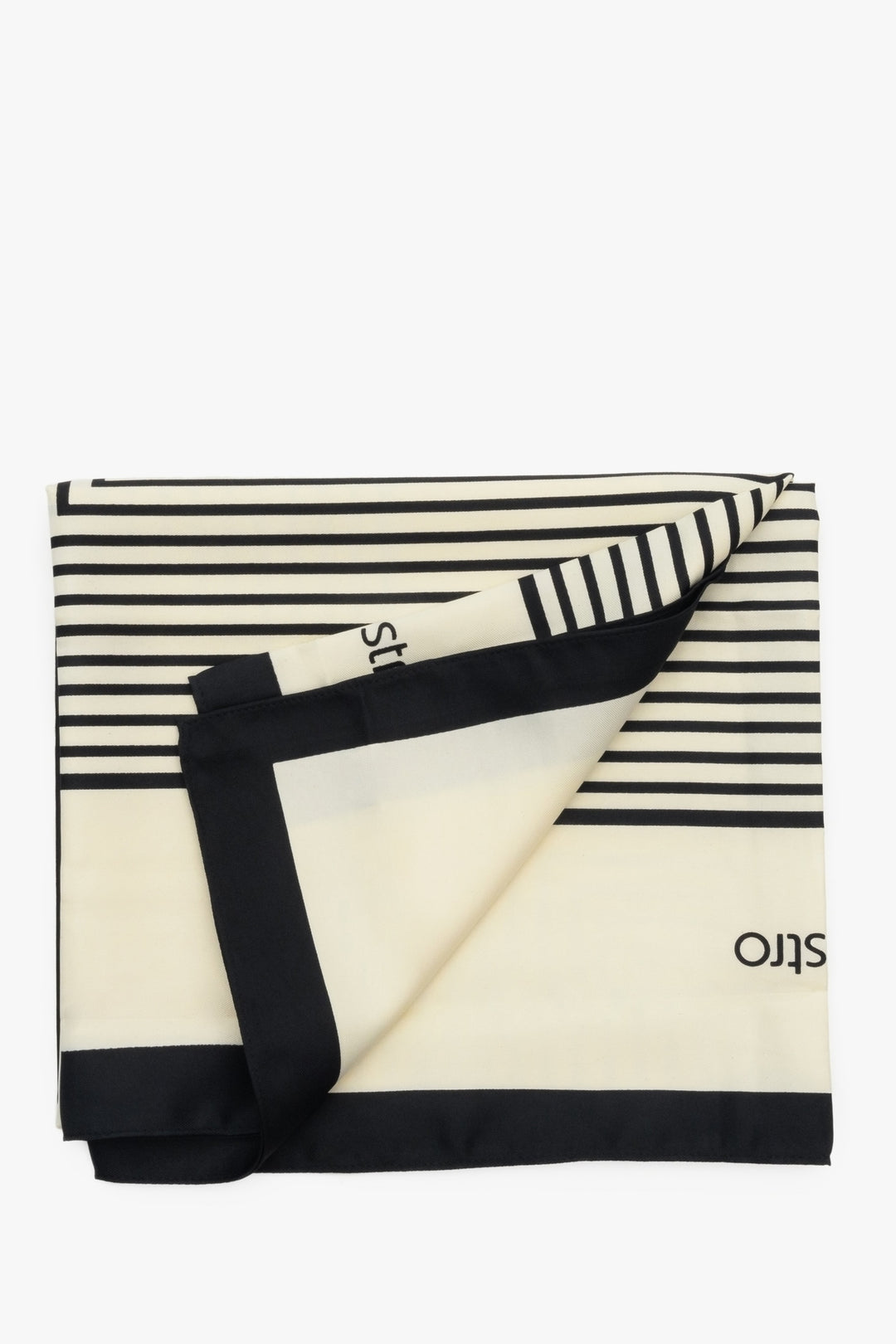 Elegancka apaszka damska beżowo-czarna Estro.