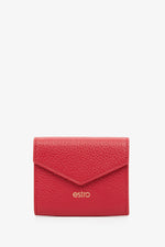 Mały czerwony portfel damski z włoskiej skóry naturalnej Estro ER00115026