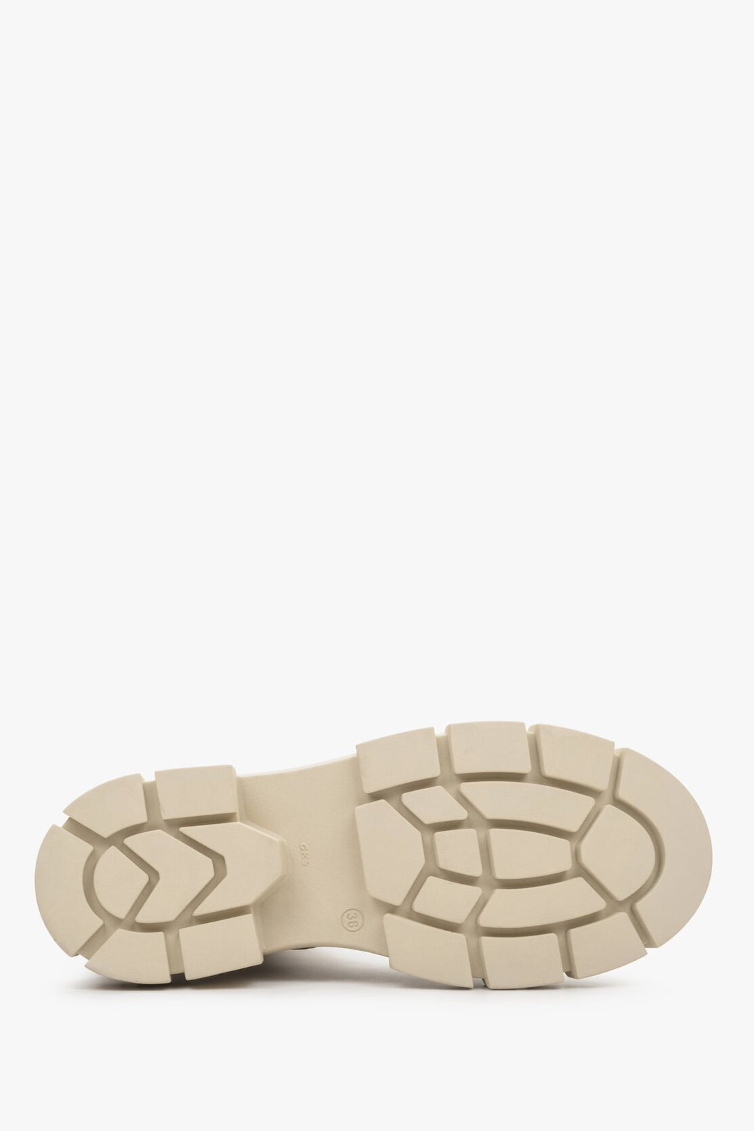 Beżowe workery damskie ze skóry naturalnej z ociepleniem Estro ER00111969