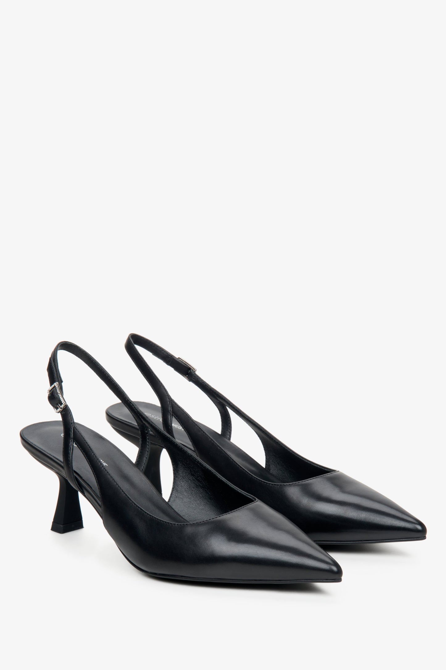 Czarne czółenka damskie typu slingback ze skóry naturalnej Estro X MustHave ER00114245