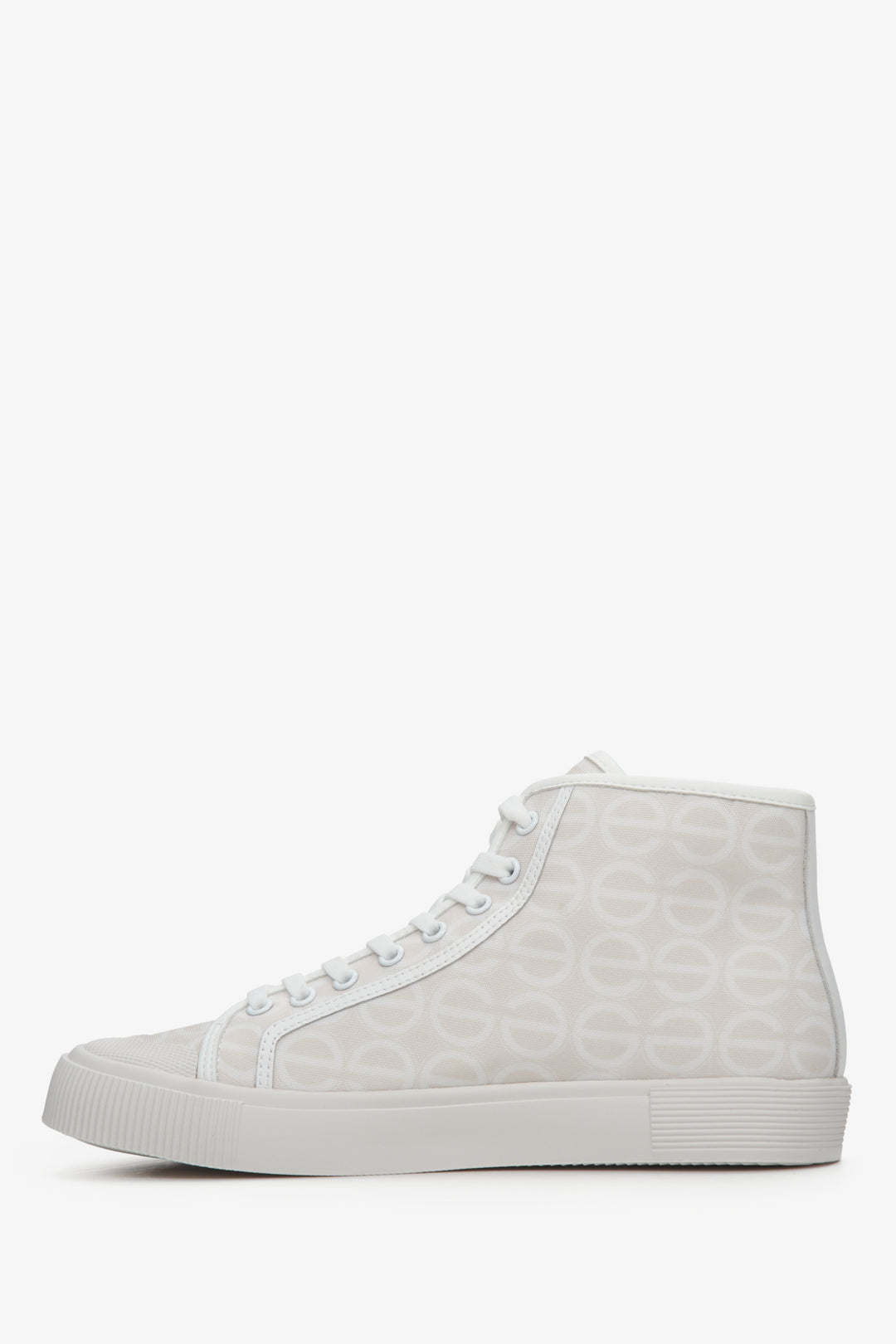 Wiosenne trampki damskie Estro z beżowo-białym nadrukiem - profil butów.