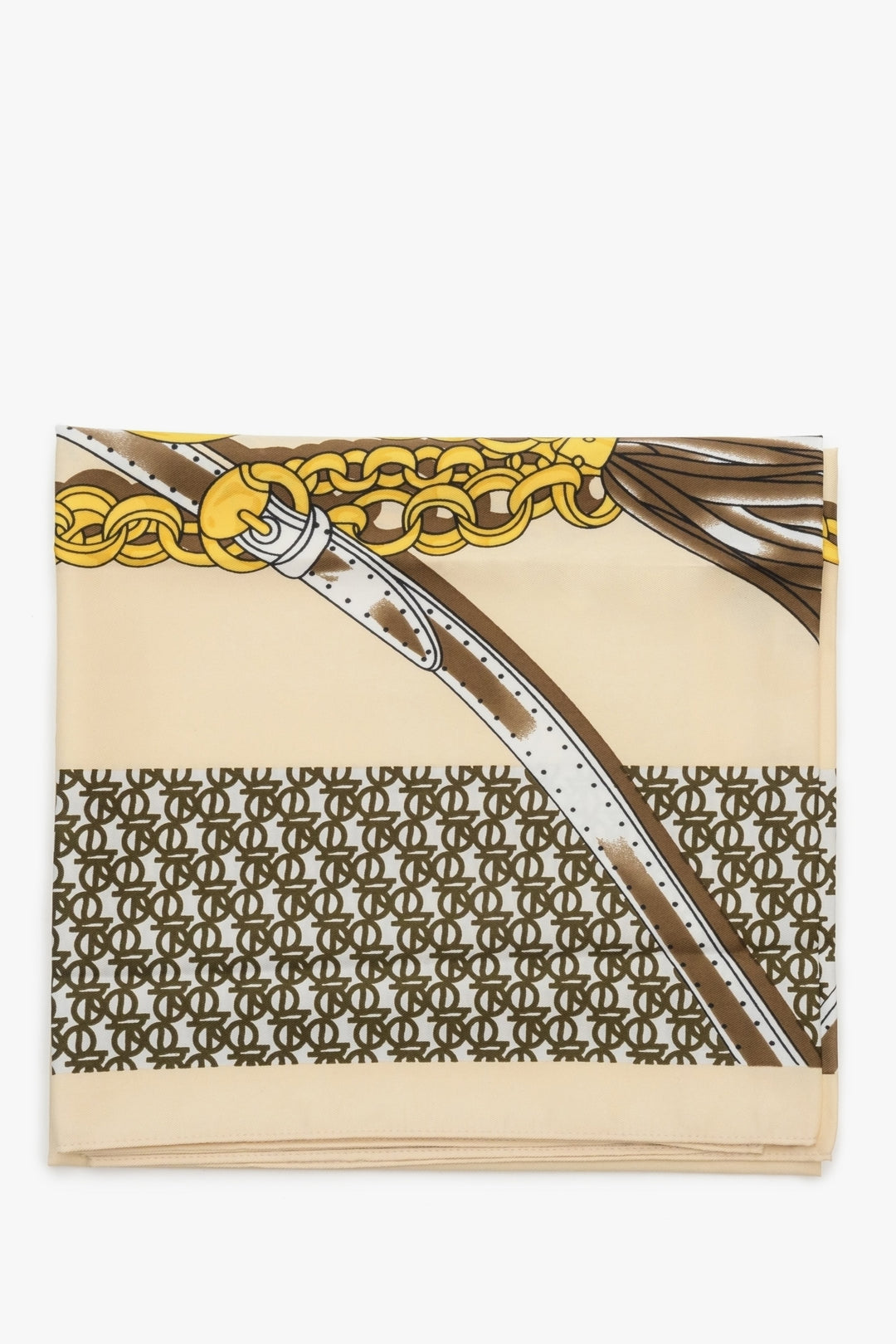 Beżowo-brązowo-złota apaszka damska Estro.