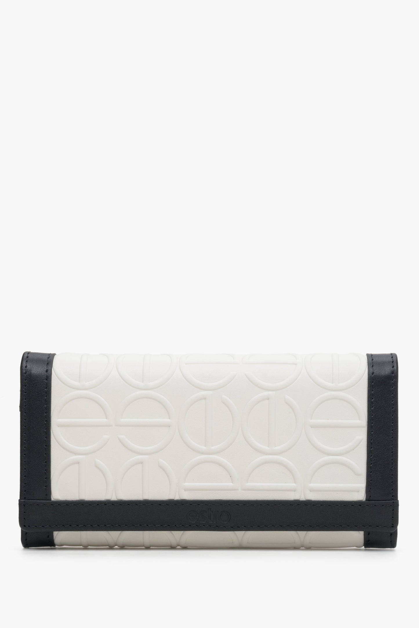 Duży portfel damski ze skóry naturalnej w kolorze biało-czarnym Estro ER00113667