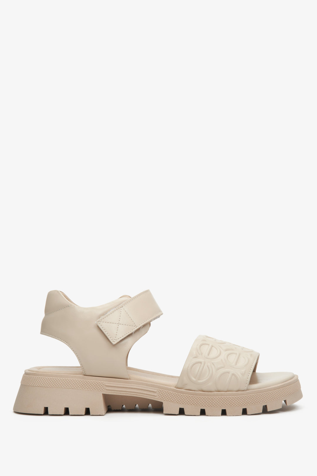 Beżowe sandały damskie na platformie na rzep Estro ER00113074