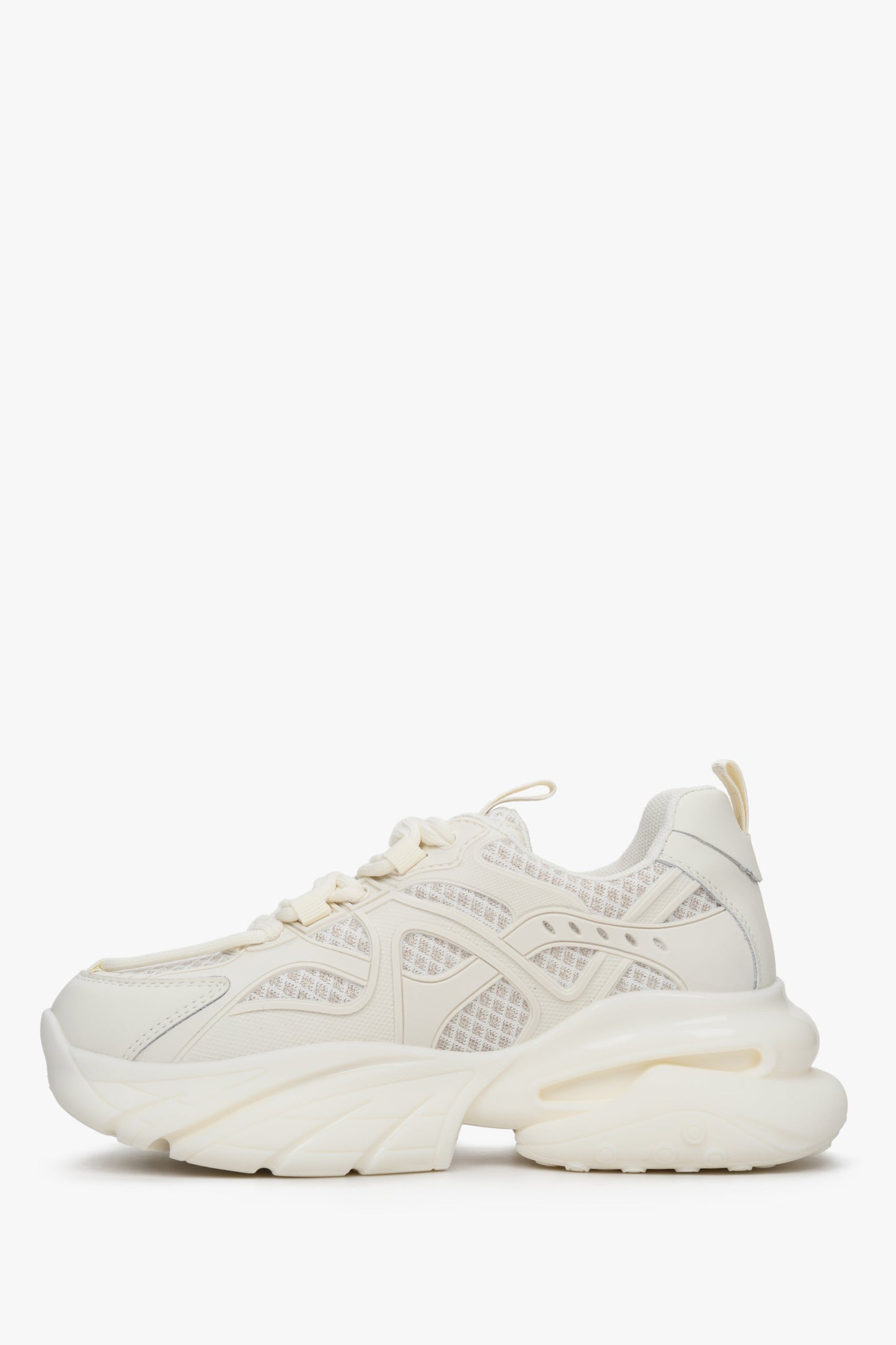 Wiosenno-jesienne sneakersy damskie w kolorze beżowym ES 8 - profil buta.