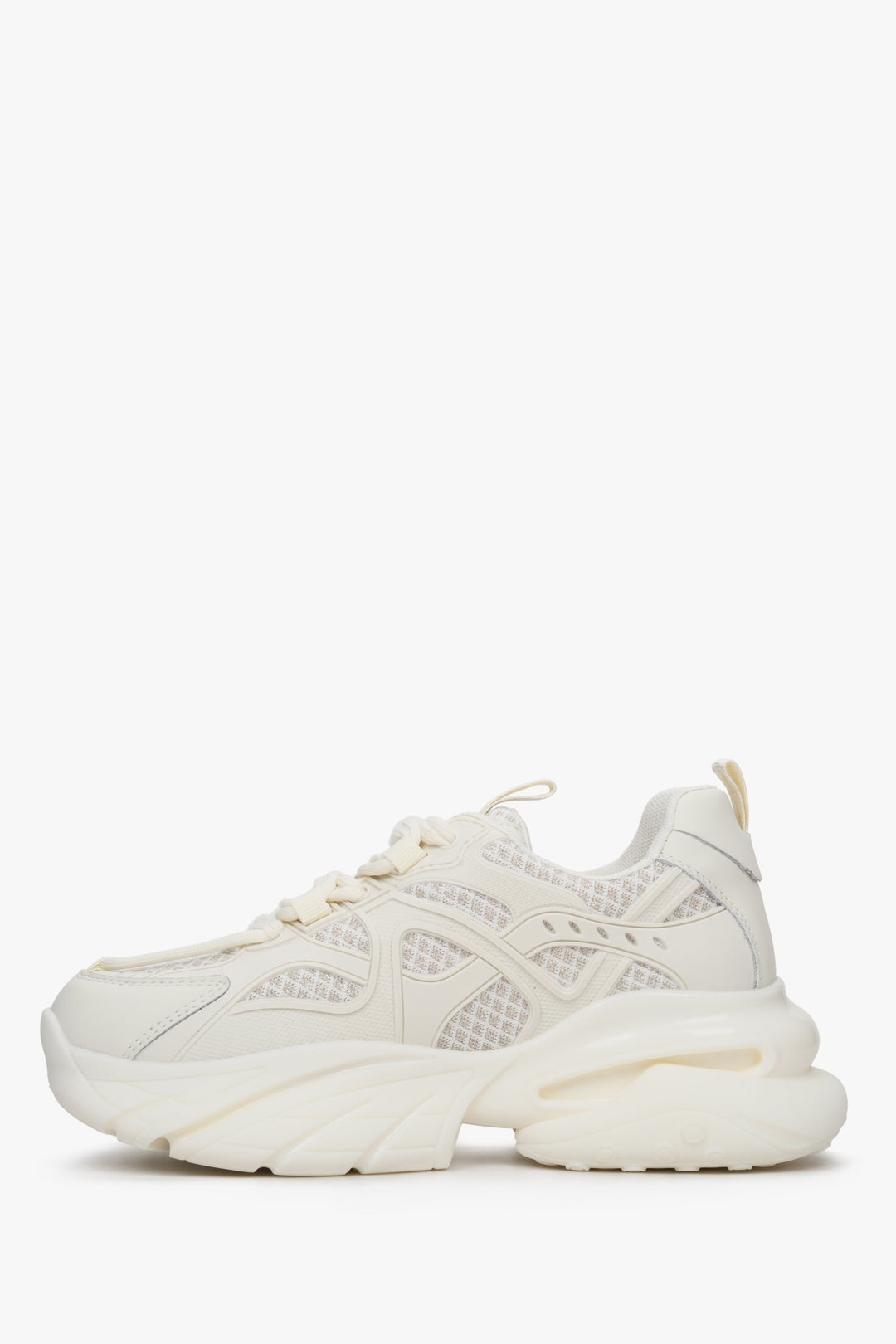 Wiosenno-jesienne sneakersy damskie w kolorze beżowym ES 8 - profil buta.