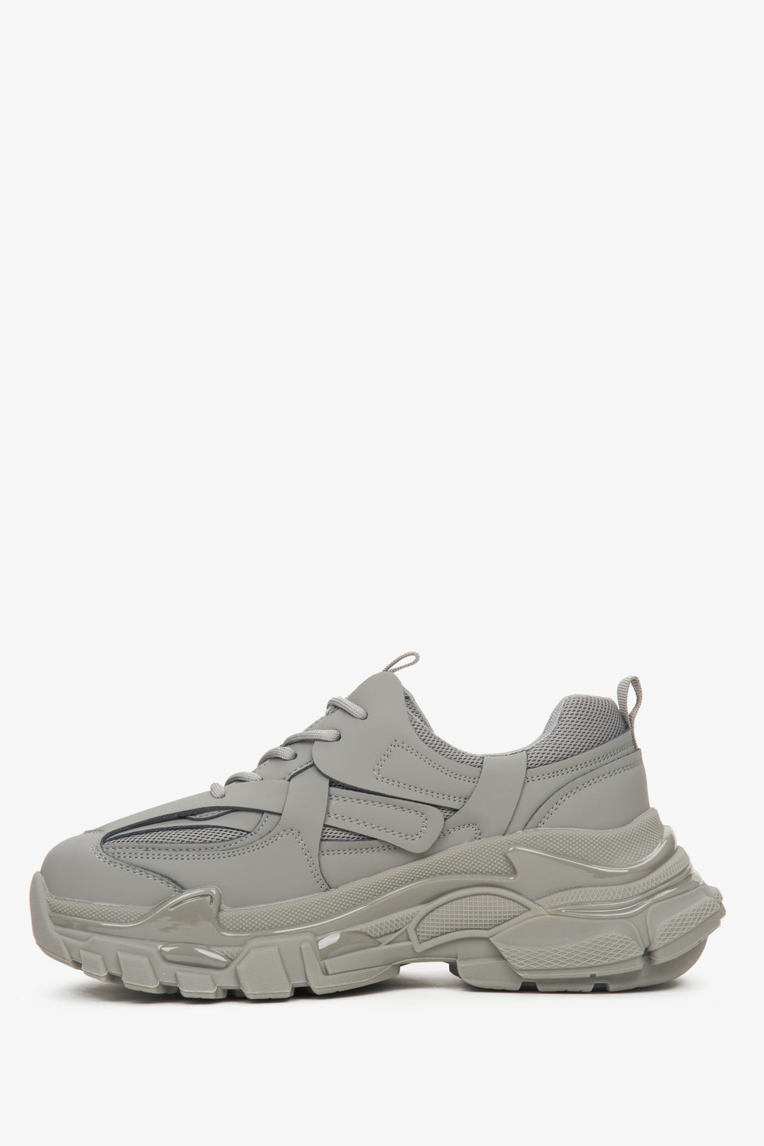 Szare sneakersy damskie na grubej podeszwie ES 8; wiosenno-jesienne.