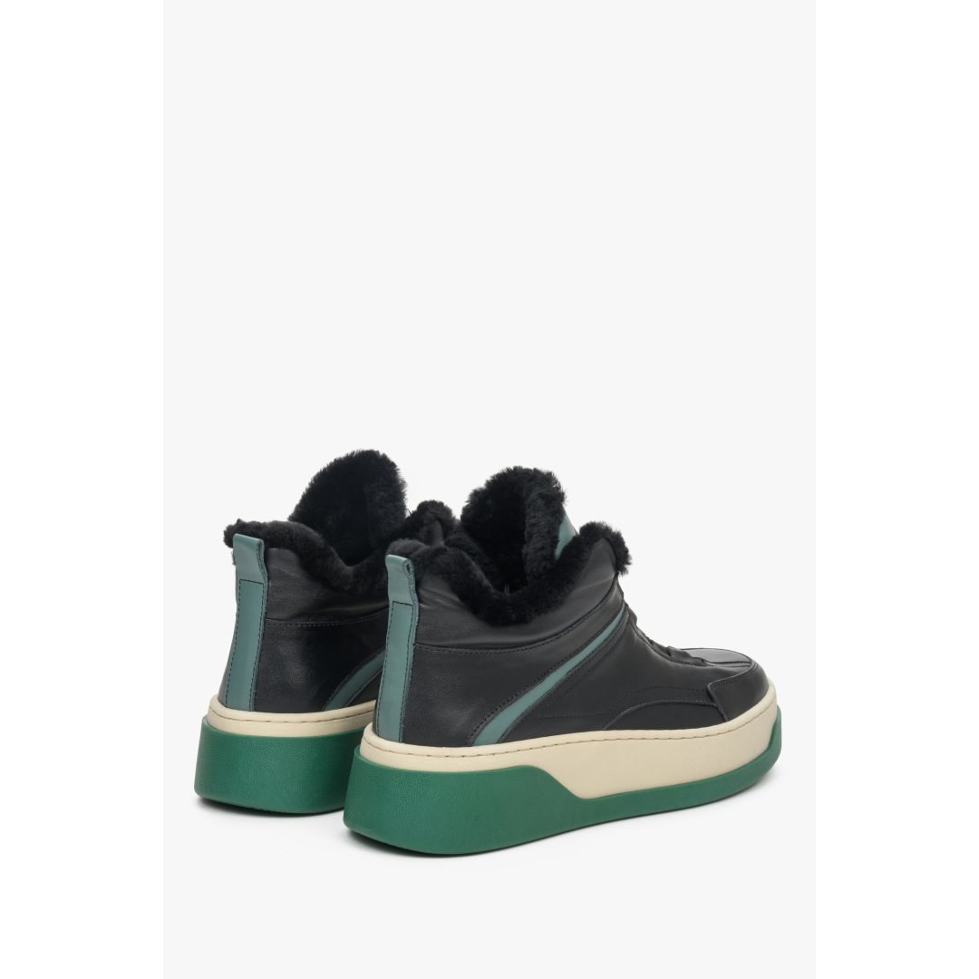 Zimowe sneakersy damskie z naturalnej skóry z ociepleniem z naturalnego futra Estro.