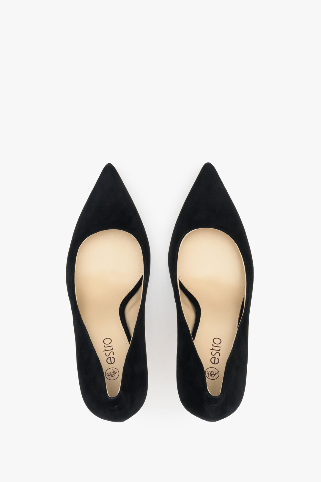 Szpilki damskie Estro ze spiczastym noskiem w kolorze czarnym.