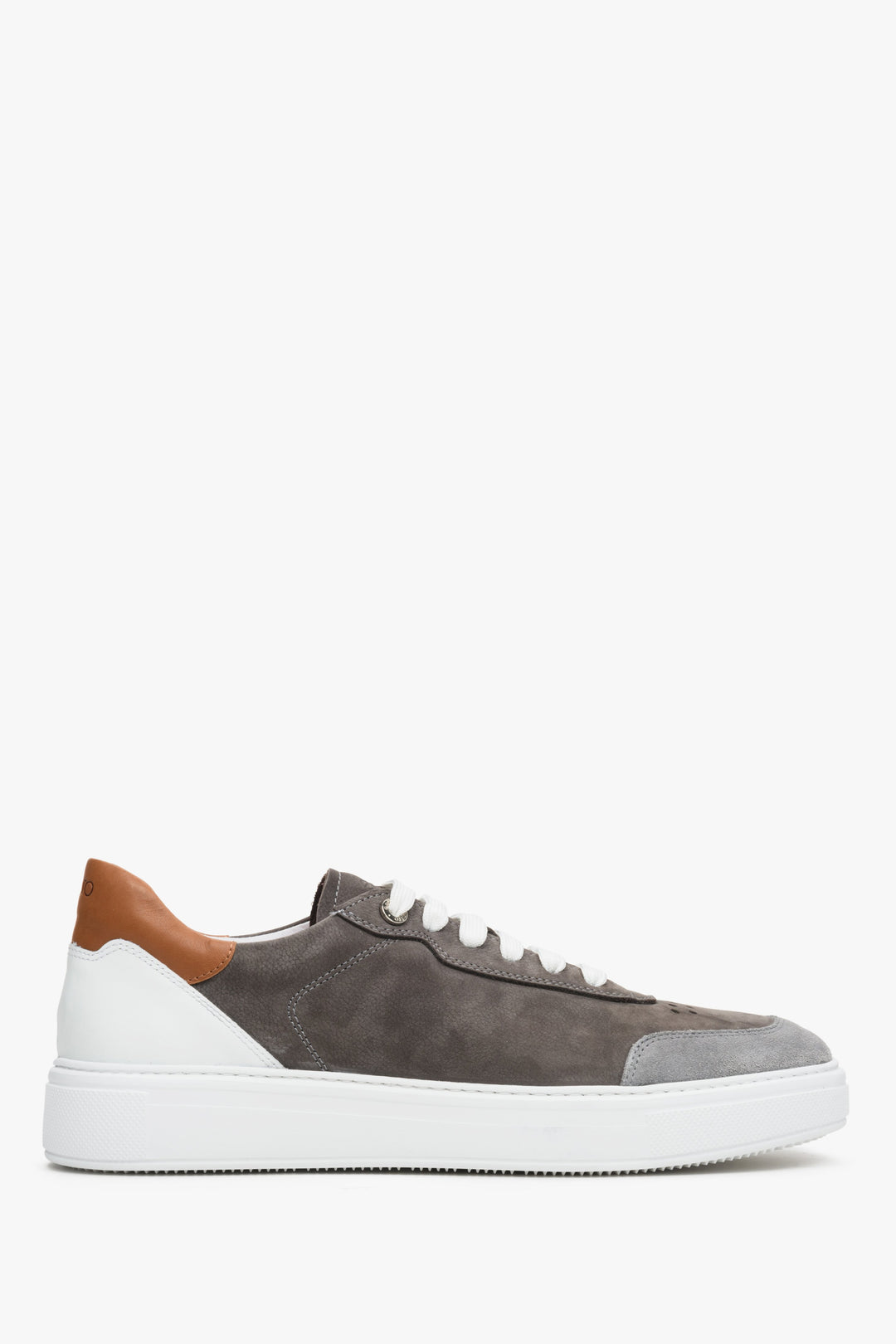 Szaro-brązowe sneakersy męskie z nubuku na wiosnę Estro ER00112854