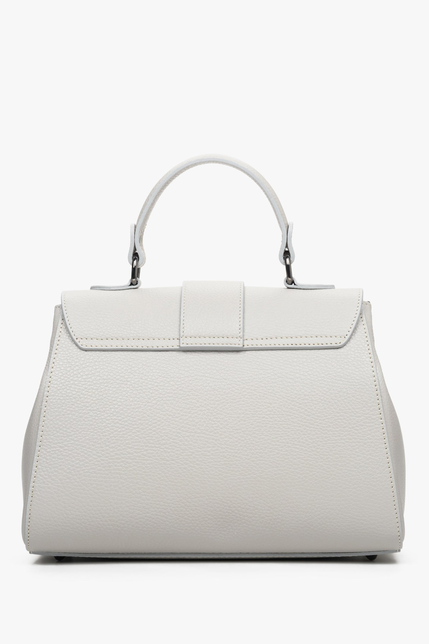 Szara torebka damska Estro ze skóry naturalnej o kroju kuferka - tył modelu.