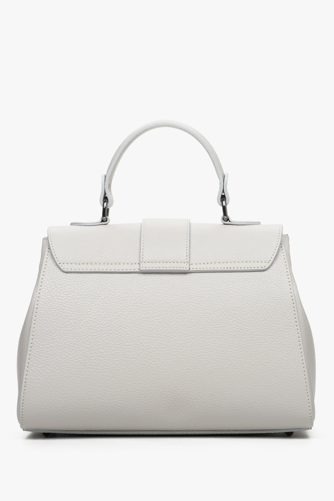 Szara torebka damska Estro ze skóry naturalnej o kroju kuferka - tył modelu.