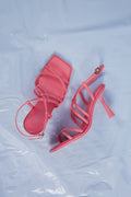 Różowe skórzane sandały damskie na szpilce Estro ER00113348