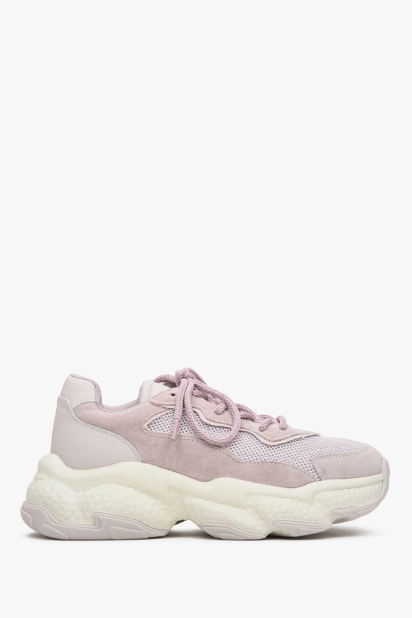 Jasnofioletowe sneakersy damskie na grubej podeszwie z łączonych materiałów ES 8 ER00113372