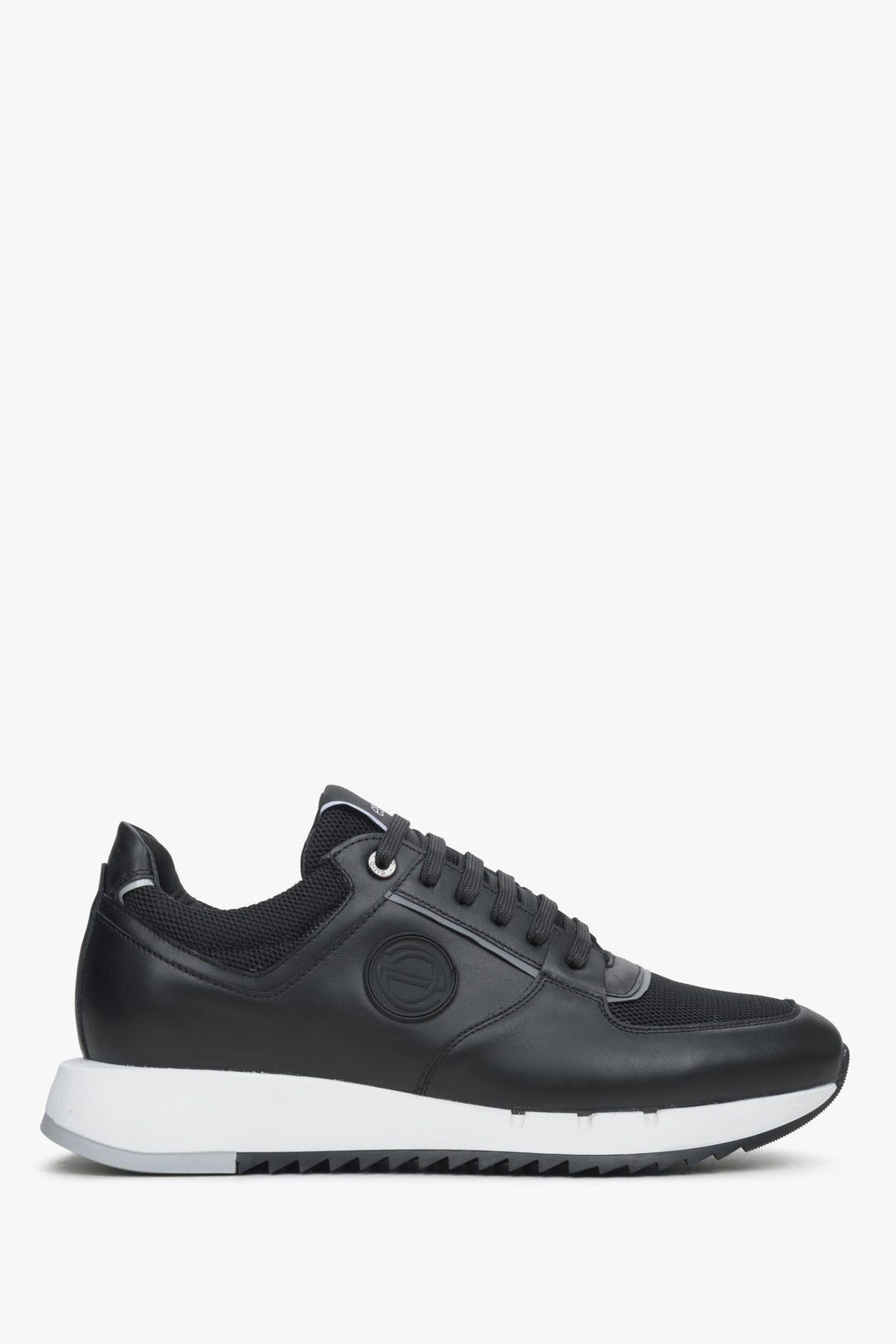Czarne skórzane sneakersy męskie z elastyczną podeszwą Estro ER00114547