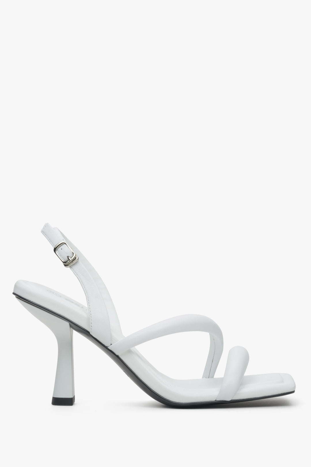 Białe sandały damskie z cienkich pasków na wysokim obcasie Estro ER00113388