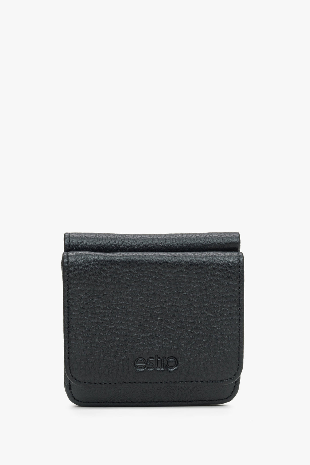 Czarny kompaktowy portfel męski typu portmonetka ze skóry naturalnej Estro ER00114940