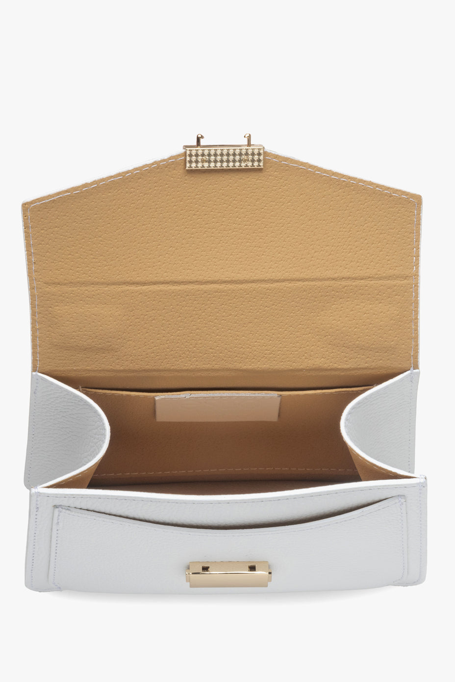 Mała biała torebka damska typu kuferek z włoskiej skóry naturalnej Premium ER00115564