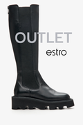 Czarne kozaki damskie ze skóry naturalnej z elastyczną cholewą Estro OUTLET