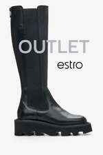 Czarne kozaki damskie ze skóry naturalnej z elastyczną cholewą Estro OUTLET
