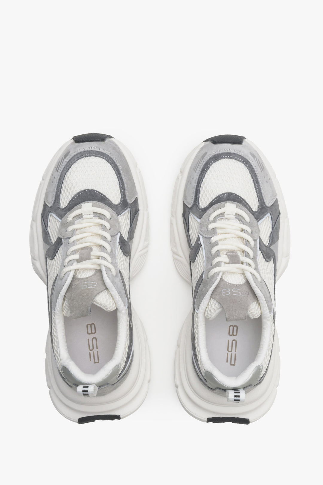 Damskie szaro-białe sneakersy ES8 - prezentacja modelu z góry.