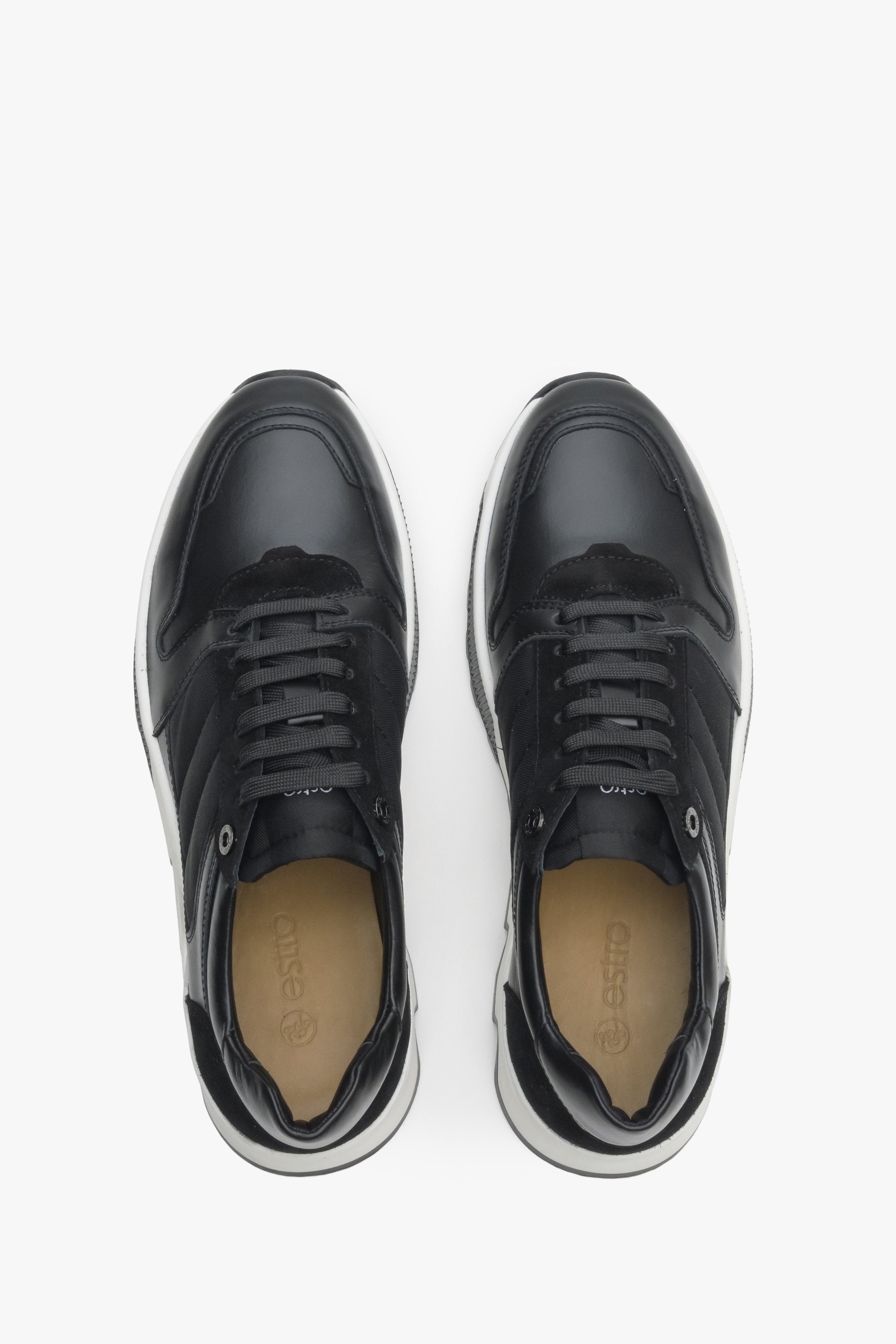 Męskie sneakersy z weluru i skóry naturalnej Estro - prezentacja modelu z góry.