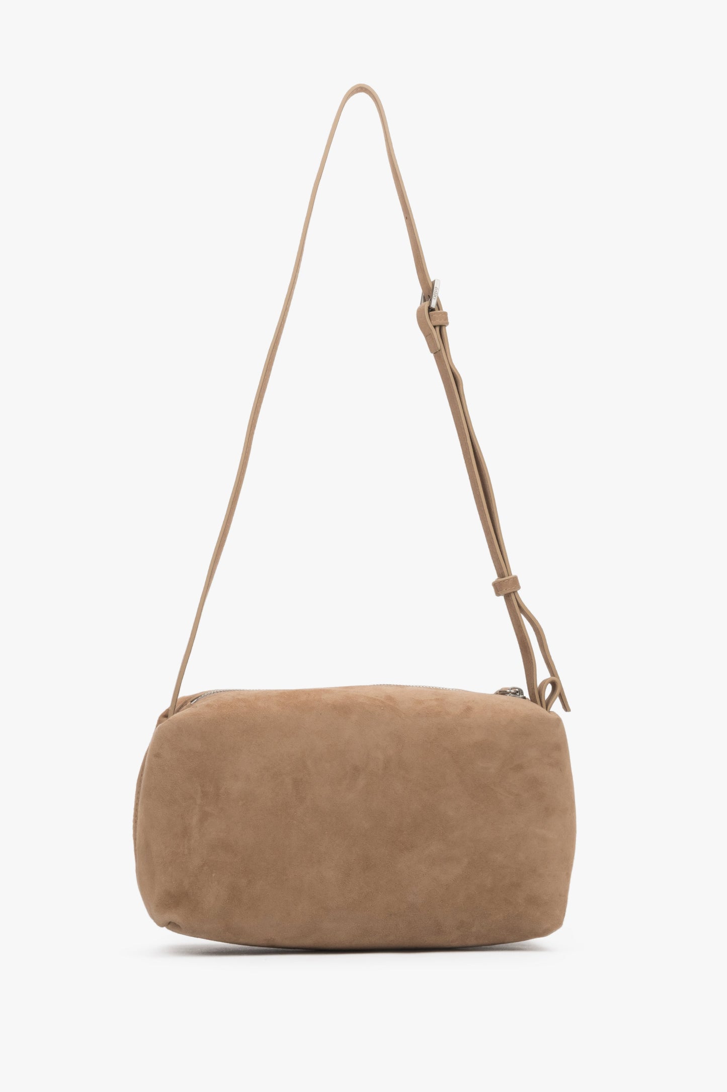 Listonoszka damska, beżowa, z miękkiego weluru naturalnego, Estro.