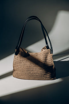 Torebka damska shopper, beżowa, słomiana, ze wzmacnianymi rączkami, Estro.