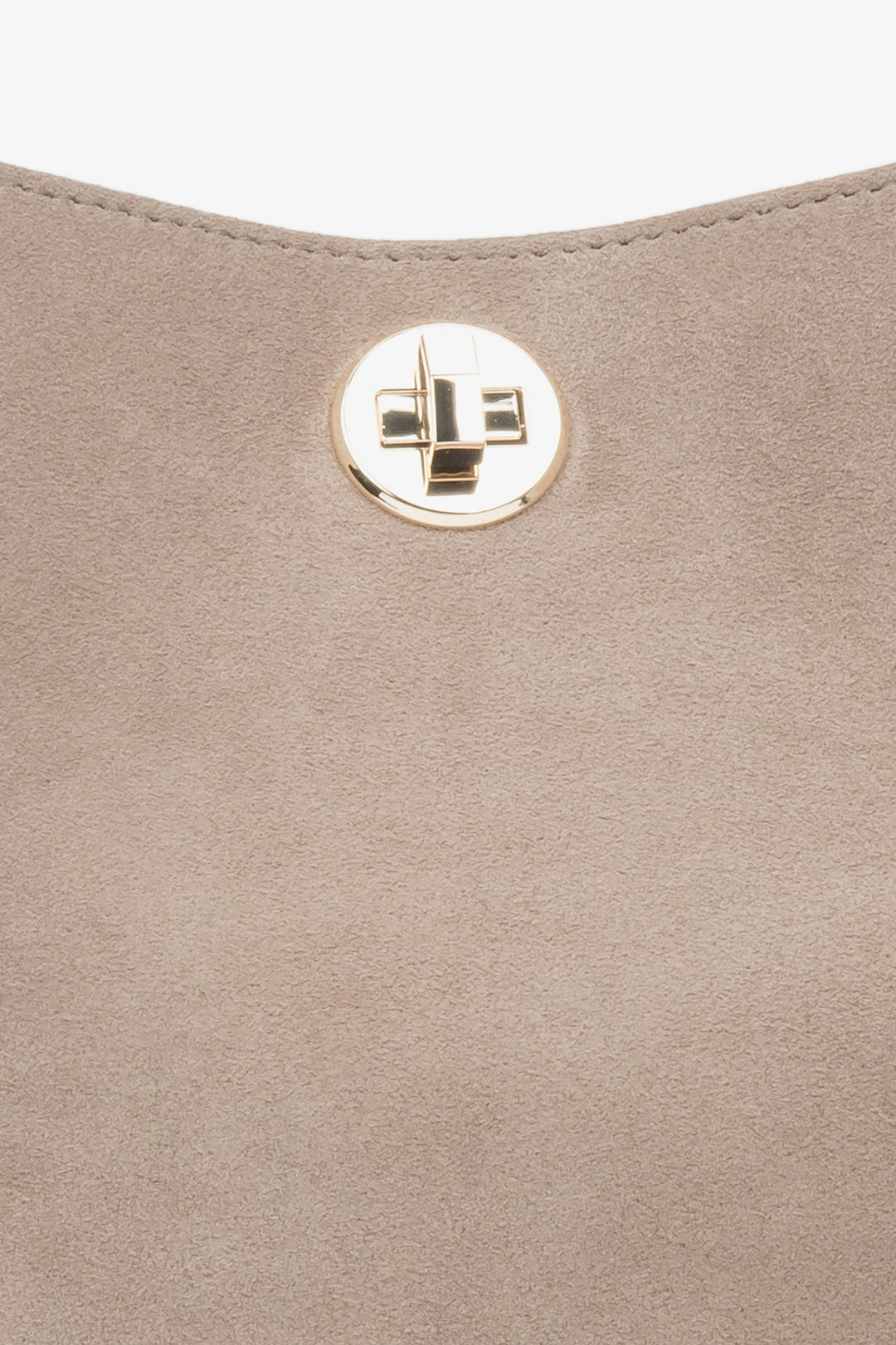 Beżowa torebka damska Estro, do ręki, z weluru naturalnego.