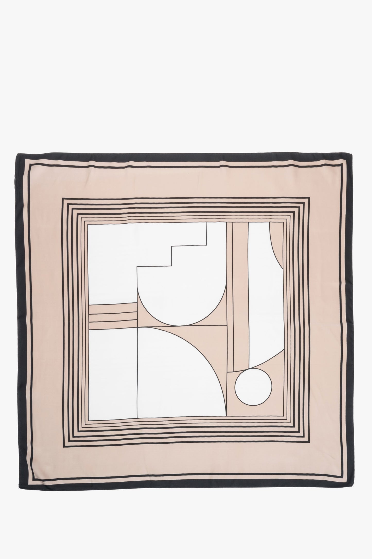 Apaszka damska, beżowo-czarna, z abstrakcyjnym wzorem, Estro.