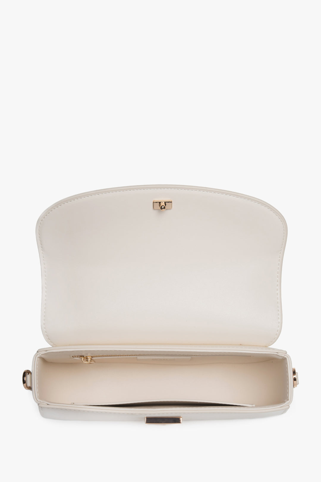 Torebka damska na ramię, biała, w kształcie podkowy, ze skóry naturalnej, Estro.