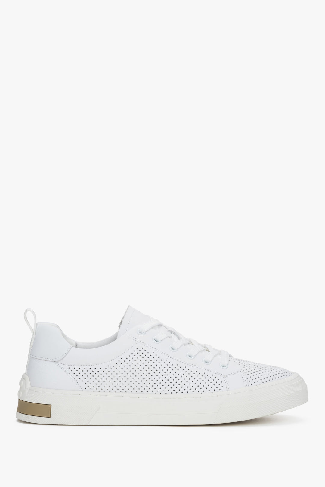 Białe perforowane trampki męskie ze skóry naturalnej na lato Estro ER00116998.