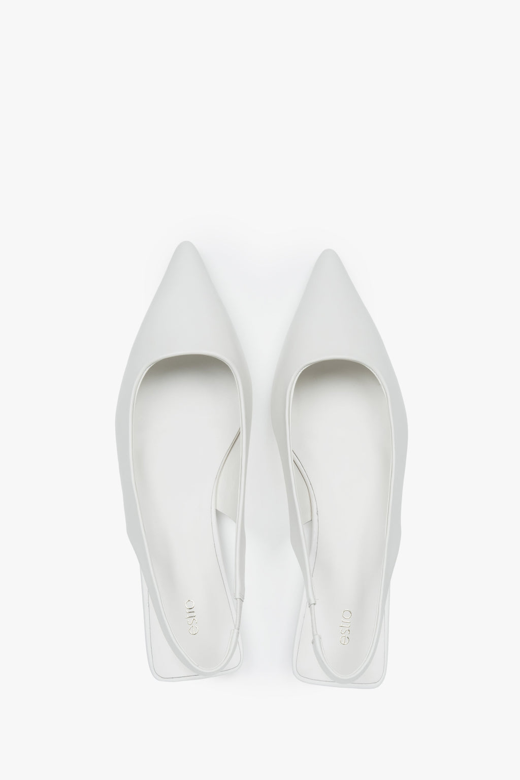 Sandały damskie na płaskim obcasie typu slingback, białe, ze skóry naturalnej, Estro.