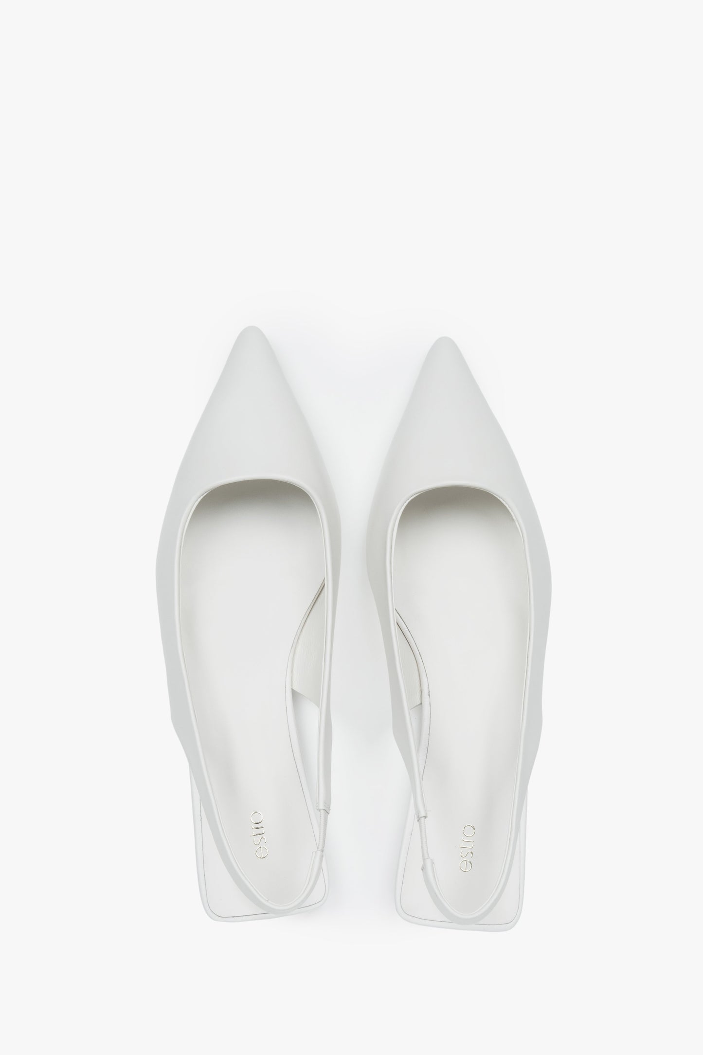 Sandały damskie na płaskim obcasie typu slingback, białe, ze skóry naturalnej, Estro.