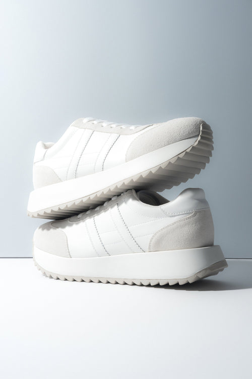 Białe sneakersy damskie ze skóry naturalnej i weluru ES8 ER00119029.