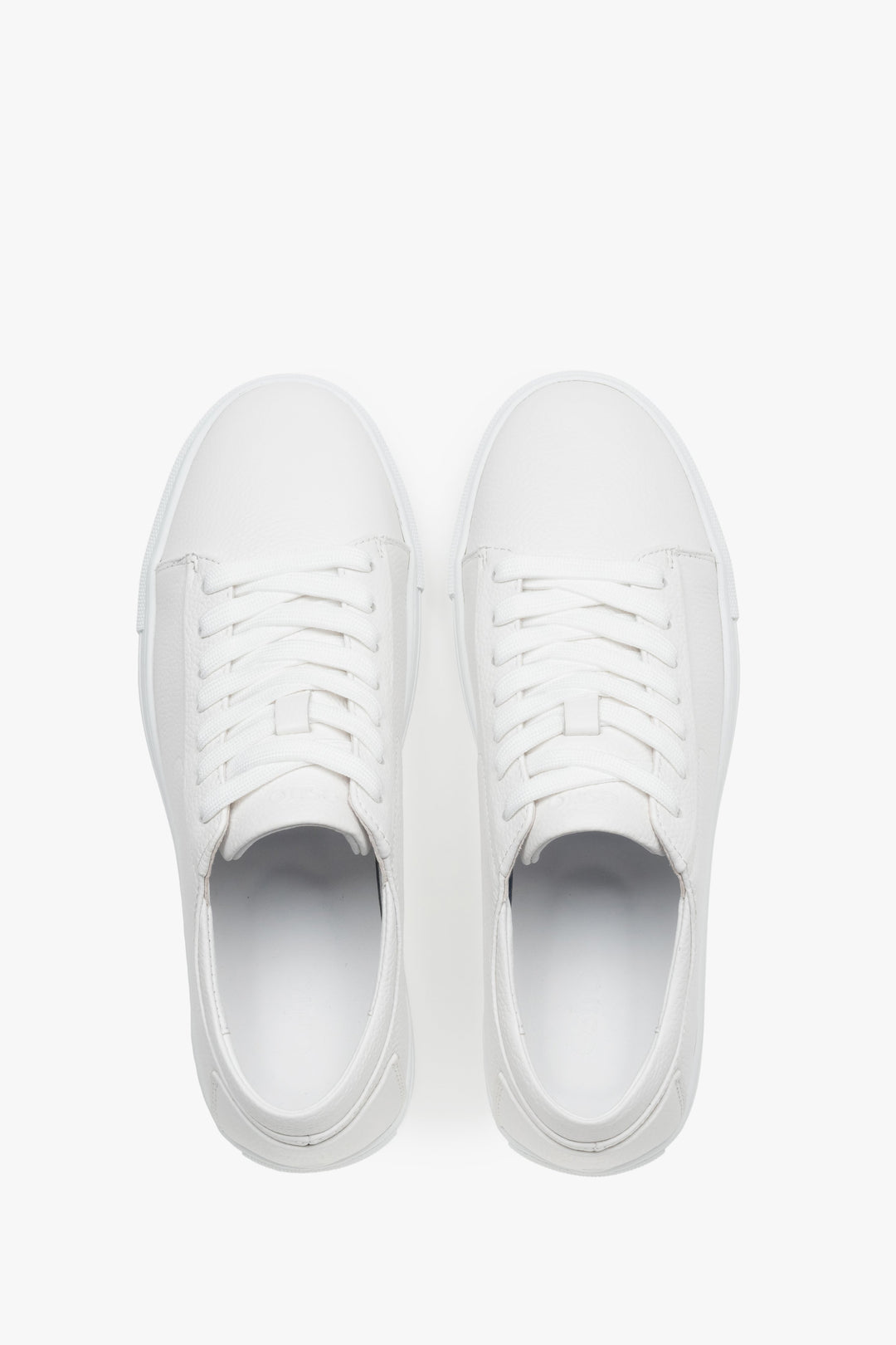 Trampki męskie, białe, ze skóry naturalnej, na miękkiej podeszwie, Estro.