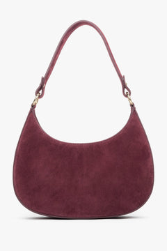Bordowa torebka damska typu shoulder bag z włoskiego weluru naturalnego Premium Estro ER00118163.