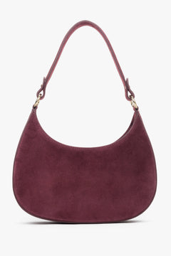 Bordowa torebka damska typu shoulder bag z włoskiego weluru naturalnego Premium - wygląd z tyłu.