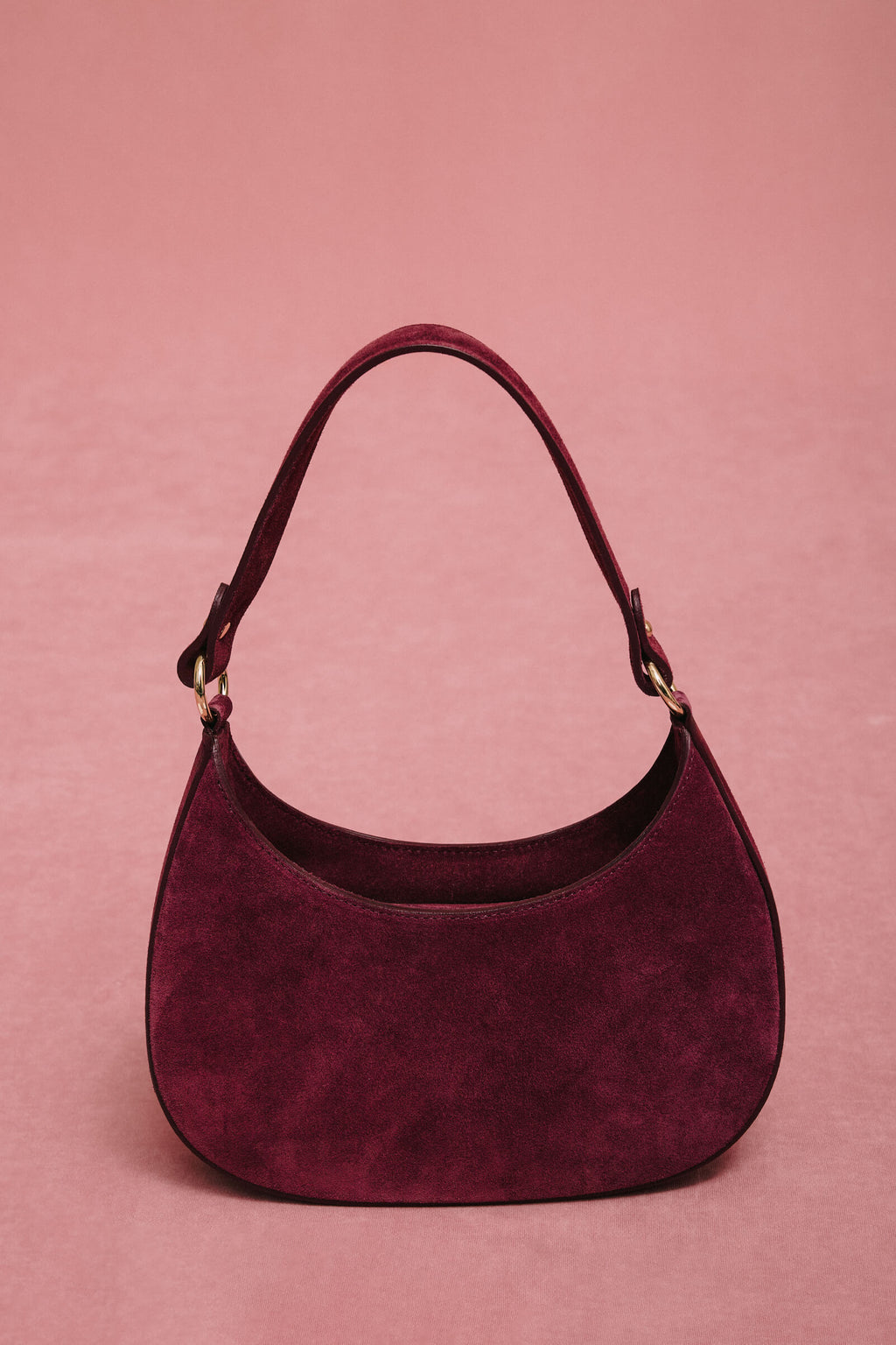 Bordowa torebka damska typu shoulder bag z włoskiego weluru naturalnego Premium, elegancka i stylowa, o miękkiej fakturze ER00118163.