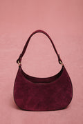 Bordowa torebka damska typu shoulder bag z włoskiego weluru naturalnego Premium, elegancka i stylowa, o miękkiej fakturze ER00118163.