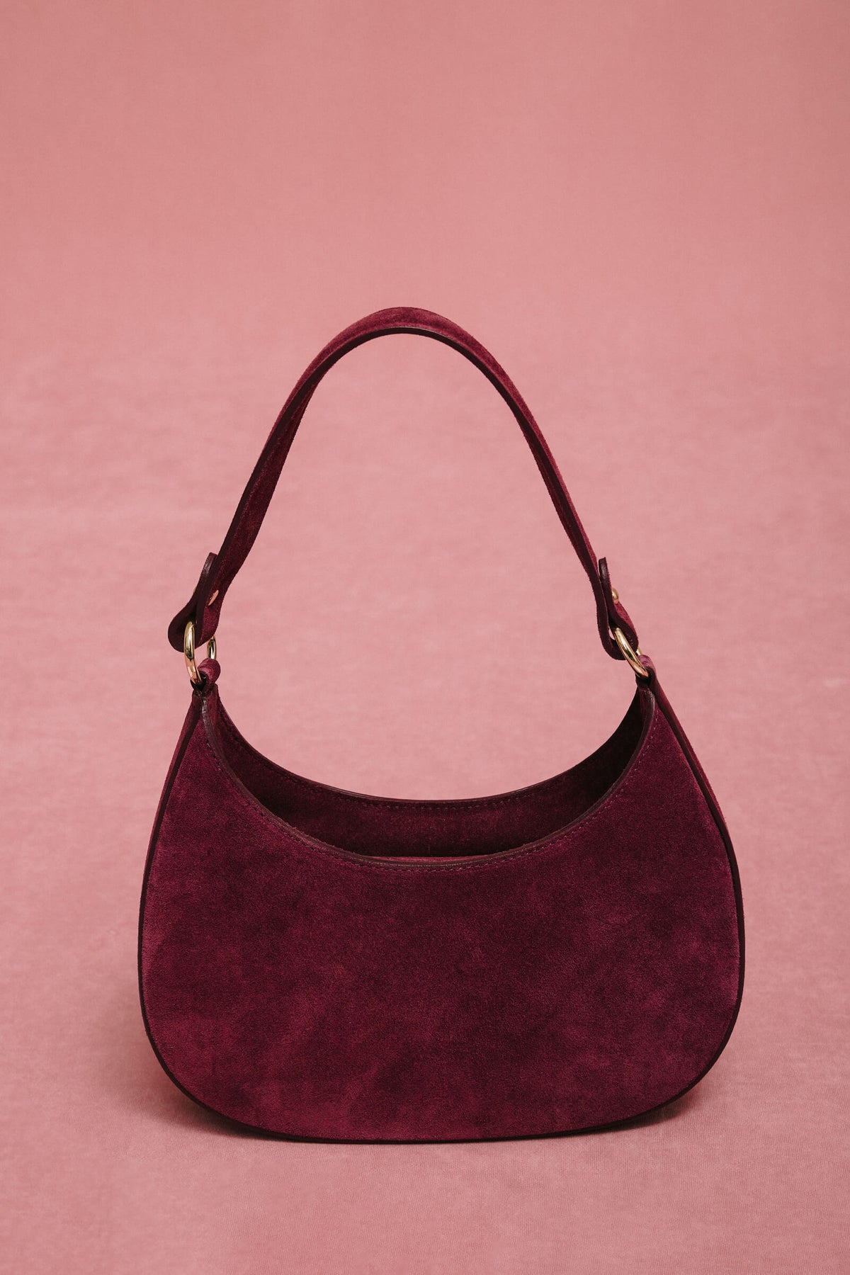 Bordowa torebka damska typu shoulder bag z włoskiego weluru naturalnego Premium, elegancka i stylowa, o miękkiej fakturze ER00118163.