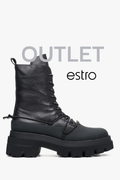 Wysokie workery damskie czarne ze skóry naturalnej Estro OUTLET.